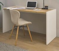 Furn.Design Schreibtisch Center (Laptoptisch in wei&szlig; mit Eiche, 143 x 62 cm)