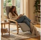 Homestyle4u Relaxsessel Sessel Cord Hellgrau Fernsehsessel weich Schwingsessel