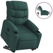 vidaXL Relaxsessel, Sessel mit Aufstehhilfe Elektrisch Dunkelgr&uuml;n Stoff
