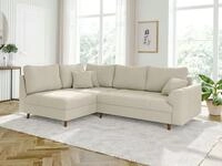 S-Style M&ouml;bel Ecksofa Zara mit Braun Holzf&uuml;&szlig;en im skandinavischen Stil aus