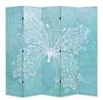 vidaXL Raumteiler Raumteiler klappbar 200 x 170 cm Schmetterling Blau, 1-tlg. blau