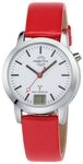 MASTER TIME Funkuhr Damen-Daily Leder Rot