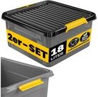 monzana Aufbewahrungsbox, 2x 18L Deckel 40kg belastbar stapelbar stabil BPA frei