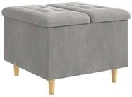vidaXL Barhocker Aufbewahrungsottomane mit Kissen Hellgrau 60 x 60 x 45 cm Samt...