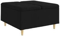 vidaXL Barhocker Aufbewahrungsottomane mit Kissen Schwarz 80 x 80 x 45 cm Stoff...