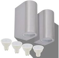 vidaXL LED-Leuchte LED Au&szlig;enwandleuchten 2 Stk. Rund Auf-/Abw&auml;rts (2 St)