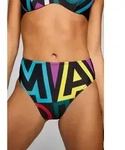 PUMA Bikini-Hose PUMA SWIM WOMEN PRINTED HIGH WAIST BRIEFS vorn mit buntem Wording
