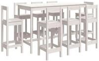 vidaXL Essgruppe 9-tlg. Bar-Set Wei&szlig; Massivholz Kiefer, (9-tlg)