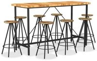 vidaXL Essgruppe 9-tlg. Bar-Set Massivholz und Altholz, (9-tlg)