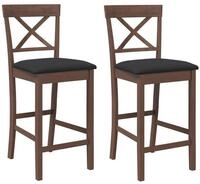 vidaXL Barhocker Barhocker mit Kissen 2 Stk. Braun Massivholz Gummibaum (2 St)
