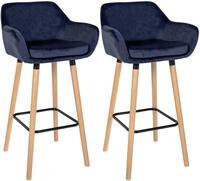 CLP Barhocker Grant (Set, 2er), Samtbezug, Buchenholzgestell