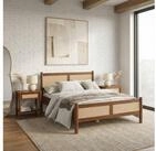 IDIMEX Massivholzbett CEFIRA, Doppelbett 140x190 cm mit Rattangeflecht Eiche...