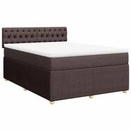vidaXL Bett Boxspringbett mit Matratze Dunkelbraun 160x200 cm Stoff