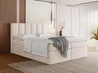 WFL GROUP Boxspringbett Amira mit hohem, gepolstertem Kopfteil, Boucle oder Samt