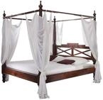 Massivmoebel24 Massivholzbett OXFORD (Himmelbett Akazie 180x200x224 nougat...