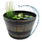 Spetebo Blumentopf oder Wasserk&uuml;bel aus Kunststoff in Eichenfass Optik...