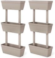 vidaXL Blumentopf Pflanzk&uuml;bel 6-tlg. 100 cm Taupe (2 St)