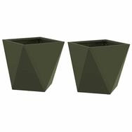 vidaXL Blumentopf Pflanzk&uuml;bel 2 pcs Olive Gr&uuml;n 30 x 30 x 30 cm Stahl (2 St)
