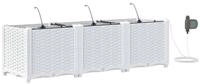 vidaXL Blumentopf Garten-Pflanzgef&auml;&szlig; 3 pcs Wei&szlig; 120 x 40 x 37,5 cm...