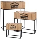 Spetebo Blumenst&auml;nder Blumenst&auml;nder 3er Set aus Holz und Metall (Set, 3 St.,