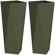 vidaXL Blumentopf Pflanzk&uuml;bel 2 pcs Olive Gr&uuml;n 30 x 30 x 75 cm Stahl (2 St)
