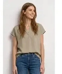 STREET ONE Kurzarmbluse mit geschlitztem Rundhalsausschnitt beige 34 EU