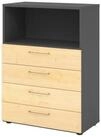 HAMMERBACHER Aktenschrank Regal 3OH 4 Sch&uuml;be graphit/Ahorn