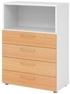 HAMMERBACHER Aktenschrank Regal 3OH 4 Sch&uuml;be wei&szlig;/Buche