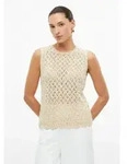 s.Oliver Rundhalspullover Strickpullunder Stricktop mit Ajourmuster beige XS (34)