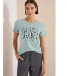 CECIL Kurzarmshirt Sommershirt mit Frontprint blau L (42)