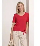 STREET ONE Kurzarmshirt Sommershirt mit Knotendetail rot 34 EU
