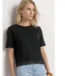 STREET ONE Kurzarmshirt Sommershirt mit Spitzenborte am Saum