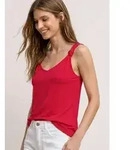 STREET ONE Shirttop Sommertop mit V-Neck und Knotendetail rot 34 EU
