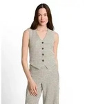 TOM TAILOR Denim Kurzweste mit Streifen-Muster und V-Ausschnitt