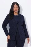 Ulla Popken Blusenblazer Jersey-Blazer Jacquard Reverskragen Langarm