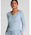 Hunkem&ouml;ller Pyjama Henley-Pyjamatop mit langen &Auml;rmeln blau S