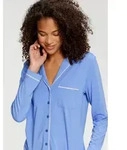 LASCANA Pyjamaoberteil (1-tlg) mit Kontrastpaspeln blau 48/50