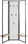 HAKU Garderobe Paravant / Raumteiler, schwarz, Metall, Eiche-MDF - 175x46cm...