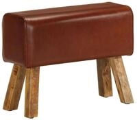 vidaXL Essbank Sitzbank Turnbock-Design 58cm Braun Echtleder Massivholz
