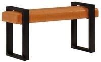 vidaXL Essbank Sitzbank Schwarz und Braun 110 cm Echtes Ziegenleder