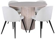 ebuy24 Essgruppe BiancaROWW Essgruppe Esstisch Eiche Furnier wei&szlig; w, (5-tlg)