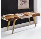 FINEBUY Hockerbank Sitzbank Ziegenfell 120cm Flurbank Polsterbank Design Bank Fell