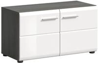 xonox.home Sitzbank, Wei&szlig; Hochglanz Rauchsilber Melamin Modern 80x44x37 cm