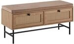 Wohnling Schuhbank Schuhbank 100 cm Flurbank Sitzbank Rattan Schuhregal Eiche