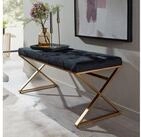 FINEBUY Polsterbank FB82216 Sitzbank Schwarz 90 cm Bettbank Chesterfield Flurbank