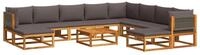 vidaXL Loungesofa 11-tlg. Gartensofa-Set mit Kissen Holz & Seil, 1 Teile