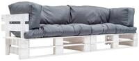 vidaXL Loungesofa 2-tlg. Garten-Palettensofa-Set Kissen in Grau Kiefernholz, 2 Teile