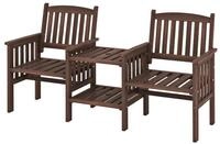 COSTWAY Gartenbank, mit Tisch, 2-Sitzer Bank mit 5cm Schirmloch, bis 330 kg