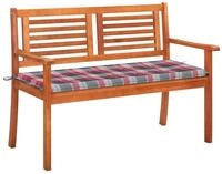 vidaXL Gartenbank 2-Sitzer-Gartenbank mit Auflage 120 cm Massivholz Eukalyptus...