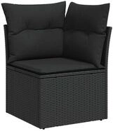 vidaXL Loungesofa Gartensofa-set mit Kissen 9 pcs Schwarz Poly Rattan, 9 Teile